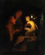Godfried Schalcken Kunstbetrachtung bei Kerzenlicht oil painting artist